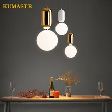 Современные висит свет шар подвесной светильник Nordic лампа для столовой Бар Искусство Стекло шариковая Подвесная лампа Спальня светодиодный подвеска свет