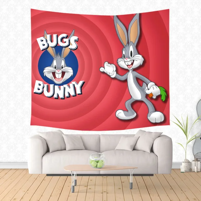 Bugs Bunny Pattern Tapestry Decorative Wall Hanging Carpet Bedding Outlet Door Curtain Textiles
