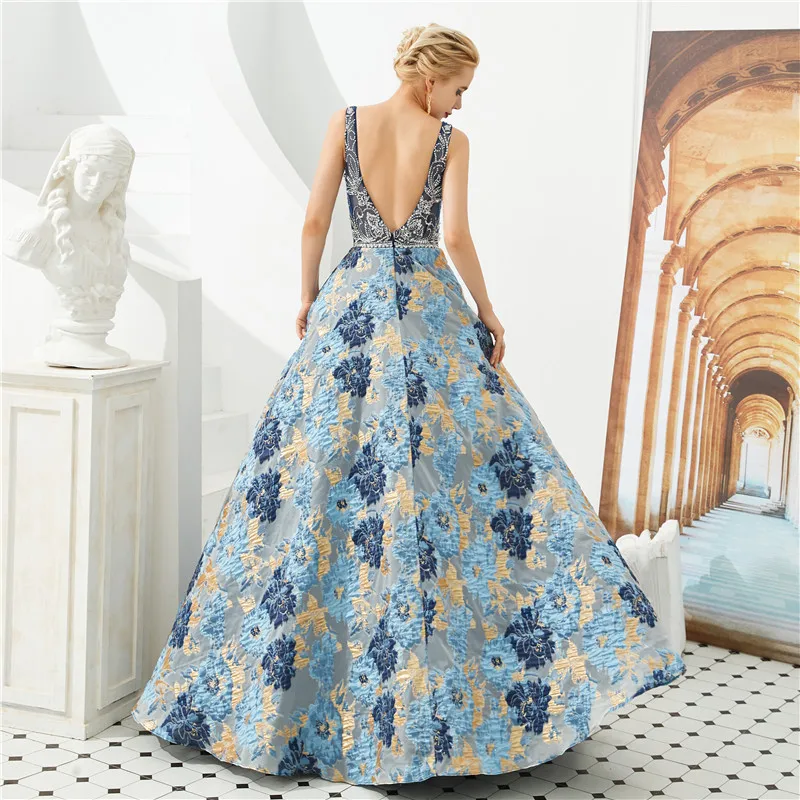 2020 Vestidos De Gala Largos с бусинками и выпускные платья а силуэта низким вырезом на спине v