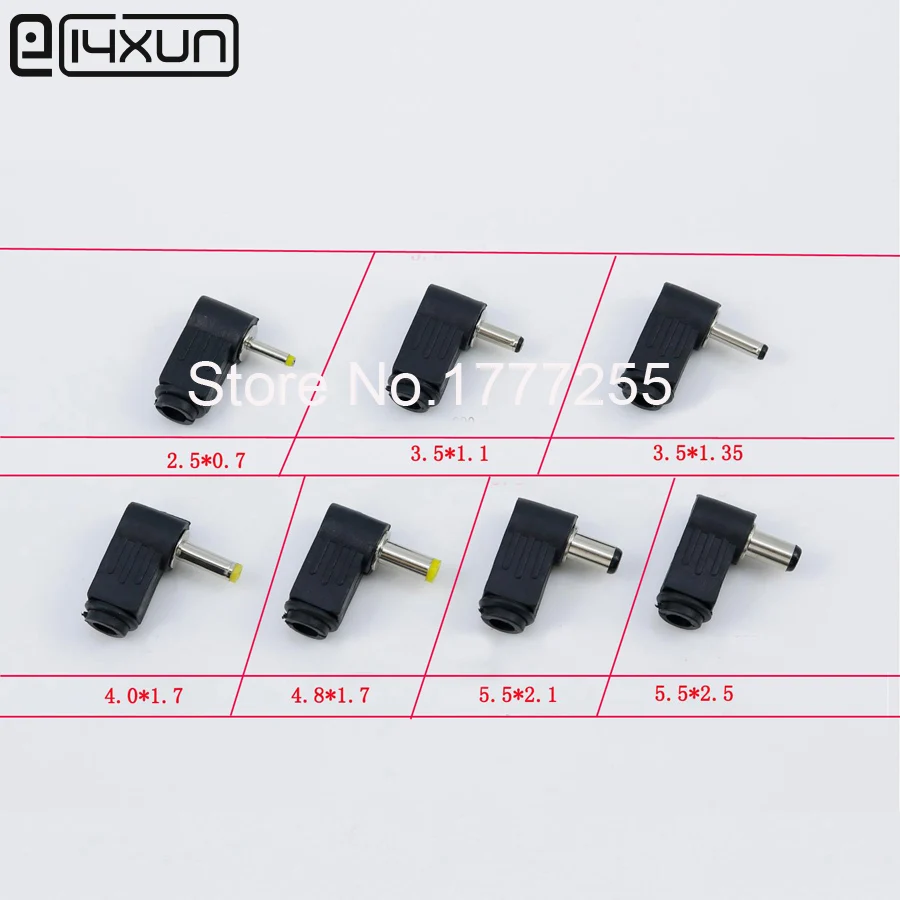 

5.5*2.5 5.5*2.1 4.8*1.7 4.0*1.7 3.5*1.35 3.5*1.1 2.5*0.7 mm Male DC Power Plug Connector Angle 90 degree L Shaped plastic Plugs