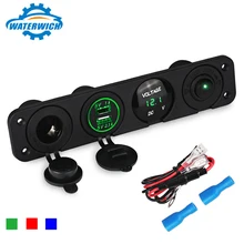 Водяное светодиодное автомобильное зарядное устройство для мотоцикла, двойное USB зарядное устройство, вольтметр, метр, прикуриватель, переключатель, зарядное устройство для мобильного телефона