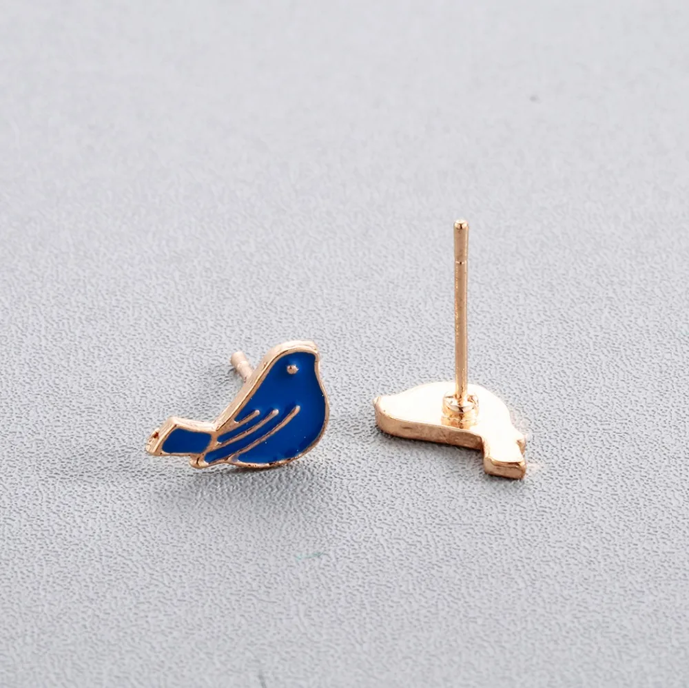 Женские серьги гвоздики Chandler Tiny Bird синие с эмалью шпильки для женщин и девочек