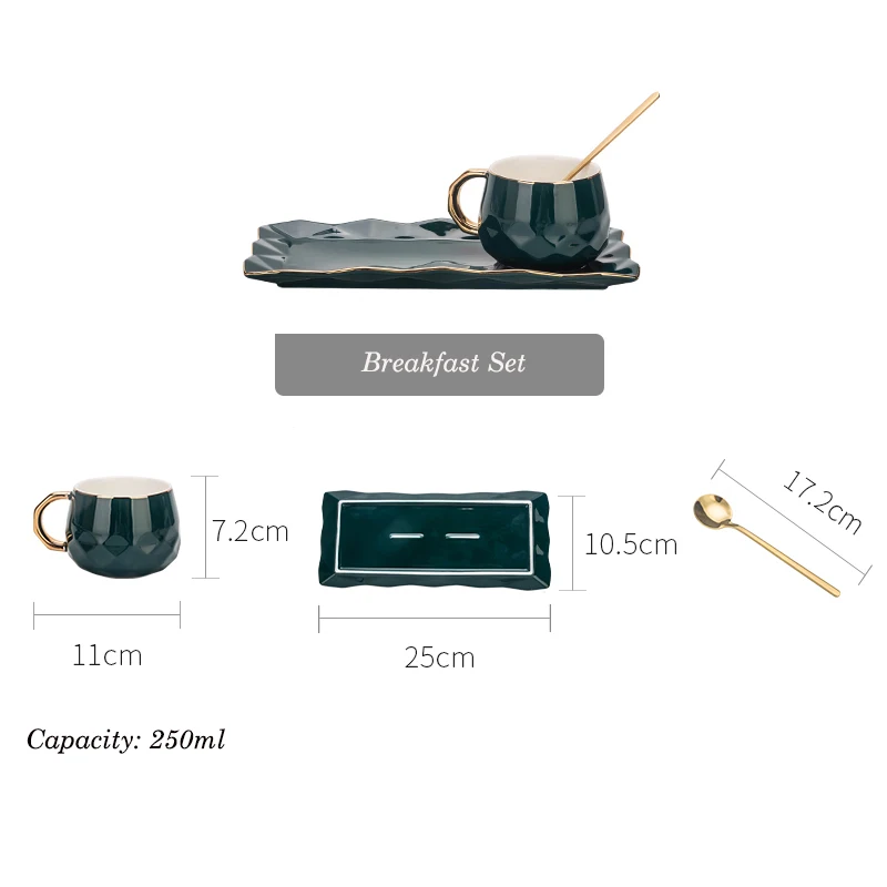 EECAMAIL Coffee Cup One Person Food Creative Gold Afternoon Tea European Luxury Coffee Cup Set Breakfast Plate Set - Цвет: Breakfast Plate