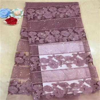

African 3D Lace Fabric 2019 High Quality Lace Material Embroidery Nigerian Lace Fabric With Sequins French Lace Fabric