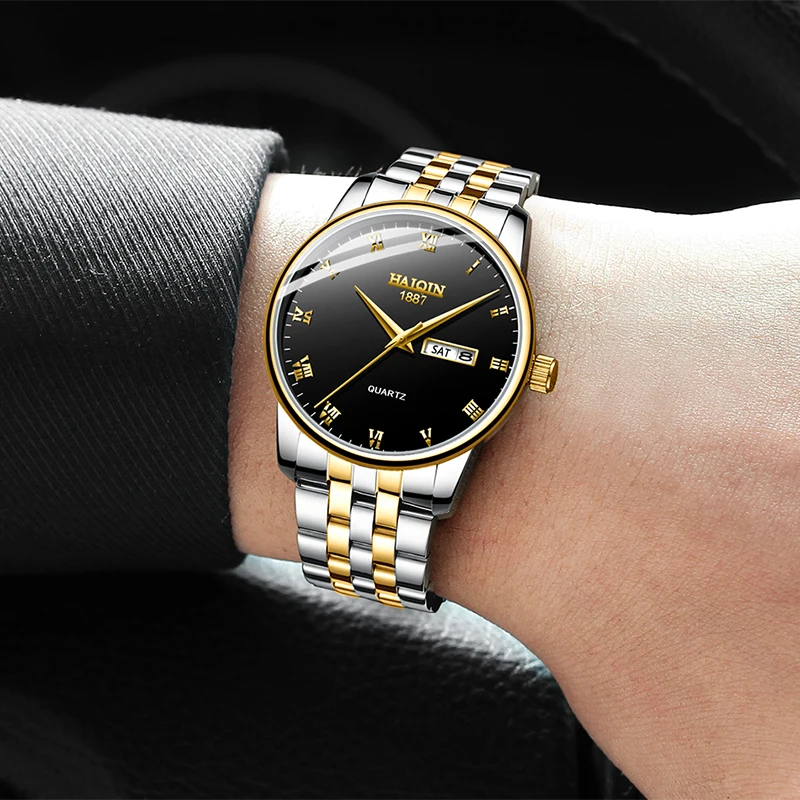 HAIQIN Mens watches top brand luxury watch men Gold Quartz Sports Men's watches Military wrist watc