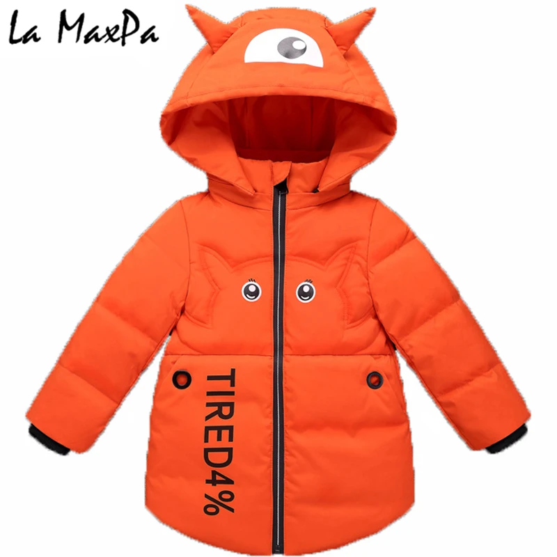 

3-8Y Children Down Jackets Girls Winter Owl Hooded Zipper Coat Baby Boys Thick Snowing Outerwear Clothes Kid Clothing Top Jakets