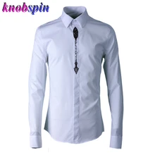 Брендовая рубашка из чистого хлопка для мужчин, модные простые дизайнерские Узкие повседневные рубашки с длинными рукавами и отложным воротником, однотонная Деловая одежда