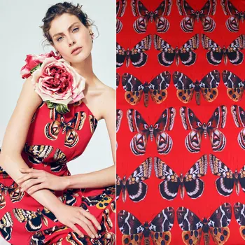 

145 cm butterfly print clothing fabric fashion week catwalk fashion fabric handmade diy dress shirt fabric wholesale cloth