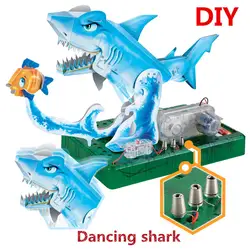 Развивающие игрушки Морской Мир DIY сборки 3D оригами Электрический танцы модель акулы учебный микроскоп цепи игрушка детский подарок