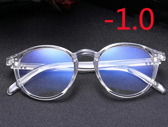 1-1,5-2-2,5-3-3,5-4 заклепки близорукость очки с градусом женщины мужчины короткие-очки для коррекции зрения черная и прозрачная оправа - Цвет оправы: Myopia 100