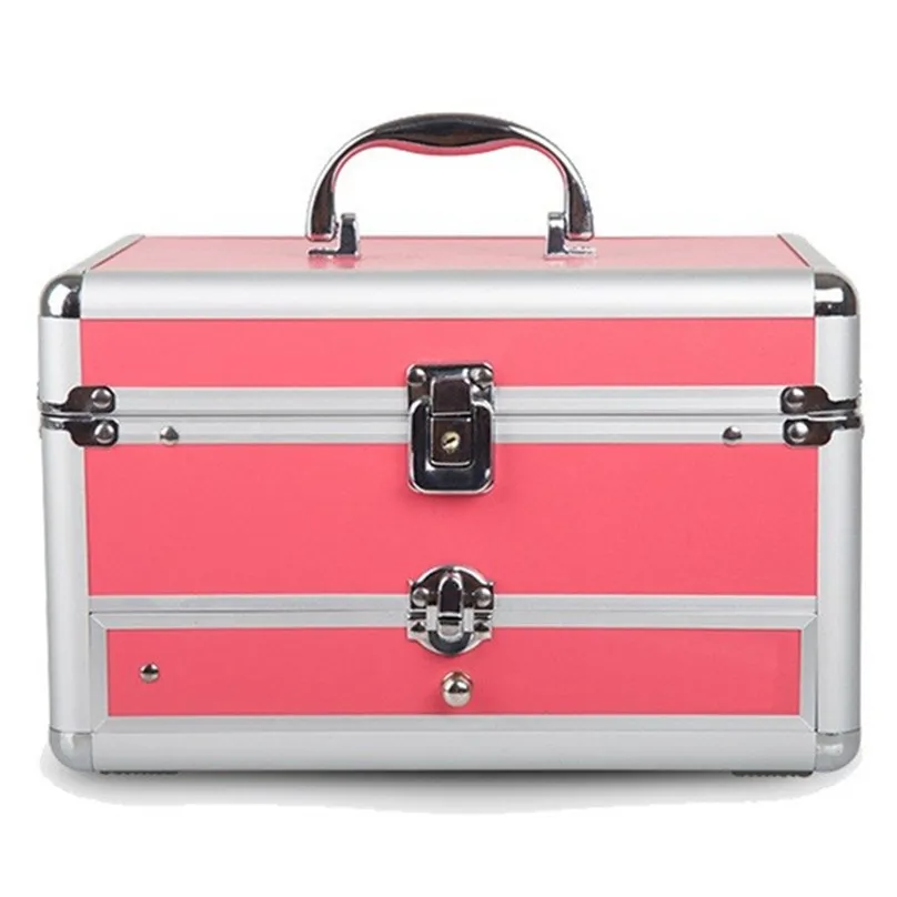 2017 Hot professional Aluminium PVC Nail toolbox Make up Box Case Beauty Case Cosmetic Bag Multi Tiers Lockable Jewelry Box gift