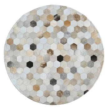 

Handmade carpet cowhide stitching round rug study computer chair living room coffee table floor mat bedroom bedside blanket
