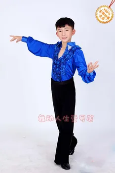 

High quality Fall and winter children's ballroom stage clothing boys Latin dance skirts long-sleeved dress perfoming costumes