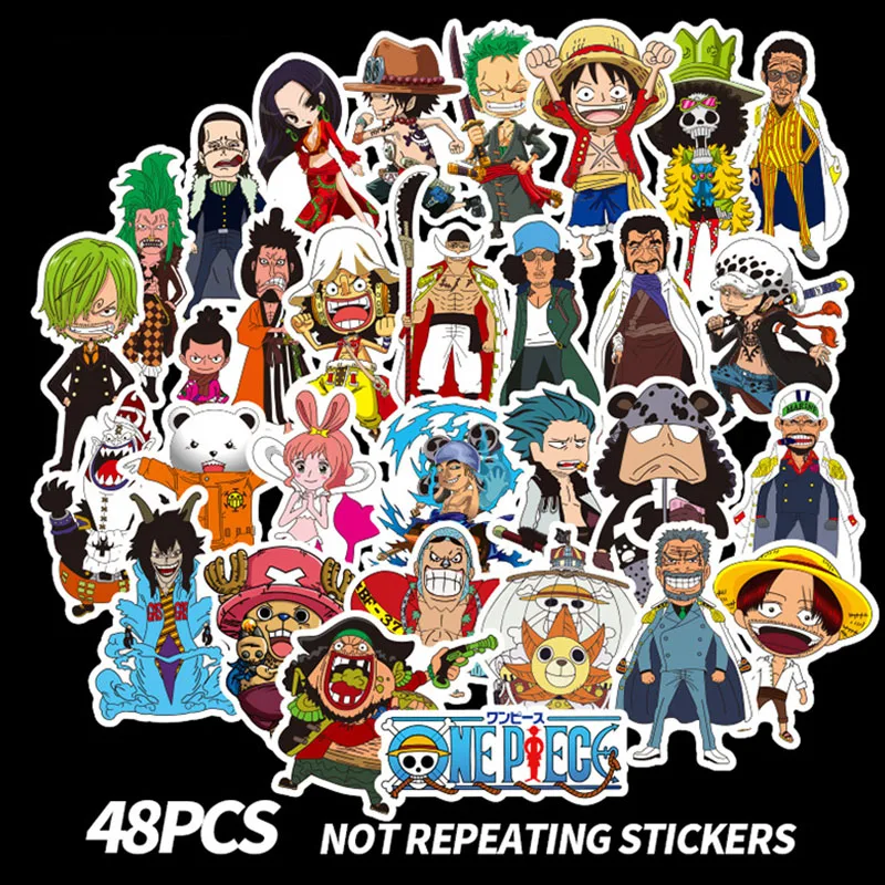 

One Piece PVC Stickers Fashion High Quality for Suitcase Computer Mobile Phone Skateboard Guitar Waterproof Stickers Child 48pcs