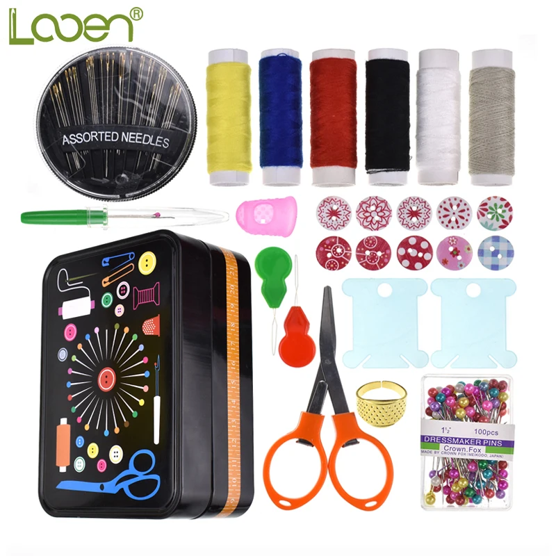 

Looen 155pcs/set Sewing Kits Mini Travel Household Sewing Case Thread Sewing Needle Scissor Button Thimble Sewing Tool Accessory