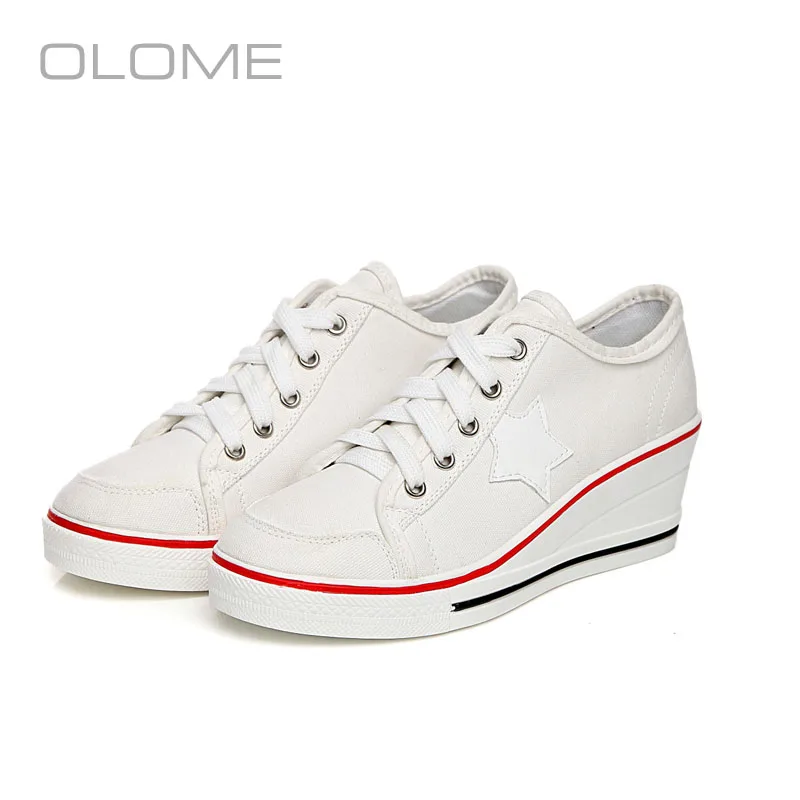 

OLOME Womens Fashion Lace Up Ankle Ladies Buckle Outdoor Casual Female Shoes Low to help small white shoes lace