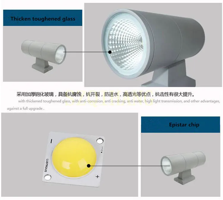 AC85-265V Водонепроницаемый Нержавеющая сталь вверх-вниз 10 Вт/20 Вт/30 Вт/40 Вт/черный/серый светодио дный настенный светильник IP66 двойной