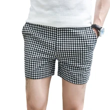 Новые клетчатые брюки мужские летние изысканные тонкие шорты Британский Стиль повседневные Модные клетчатые шорты Молодежные