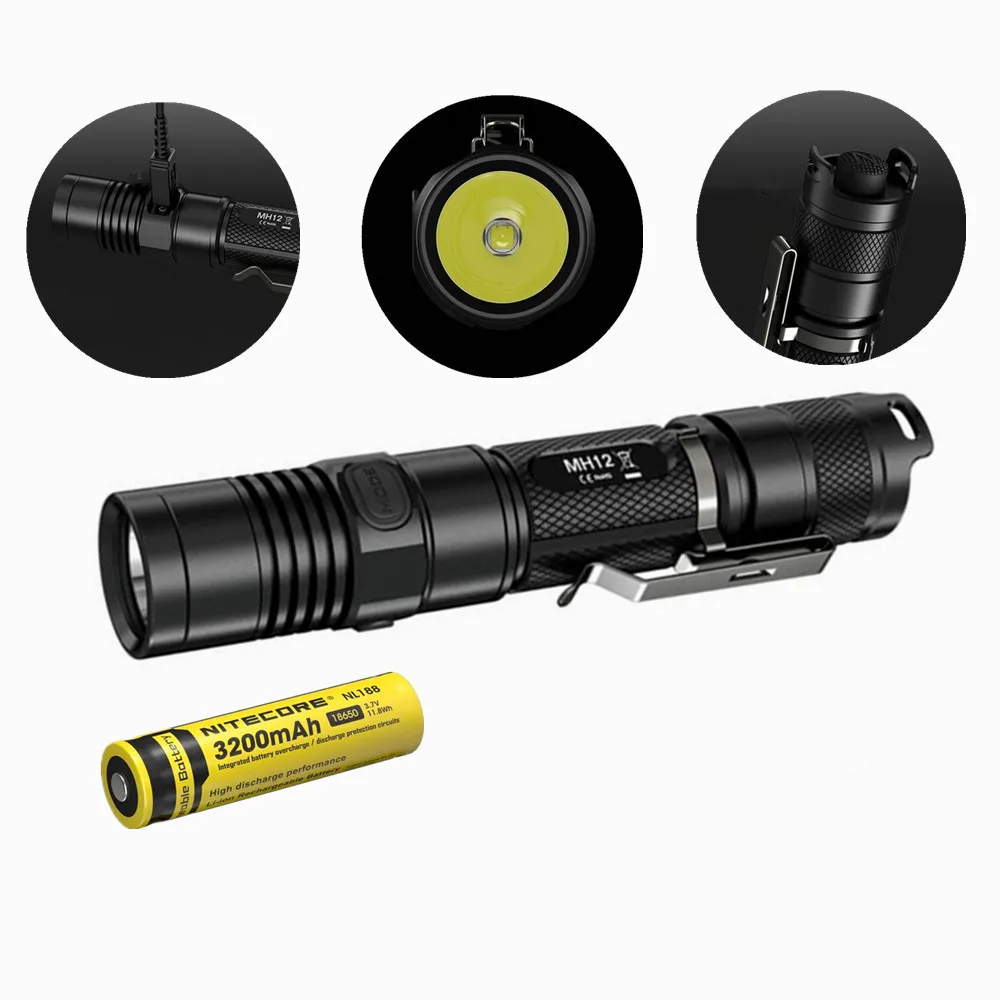 Nitecore MH12 MH12W Rechargable Flashlight 1000 Lumens XM L2 U2 LED 