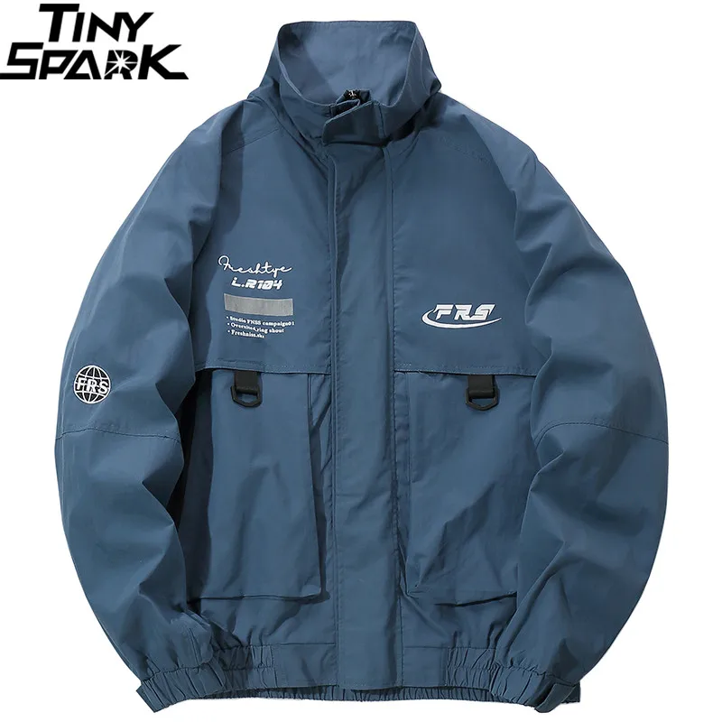 

2019 Bomber Jacket Men Hip Hop Windbreaker Streetwear Harajuku Jacket Coat Retro Fashion Pocket Zipper Track Jackets New Spring