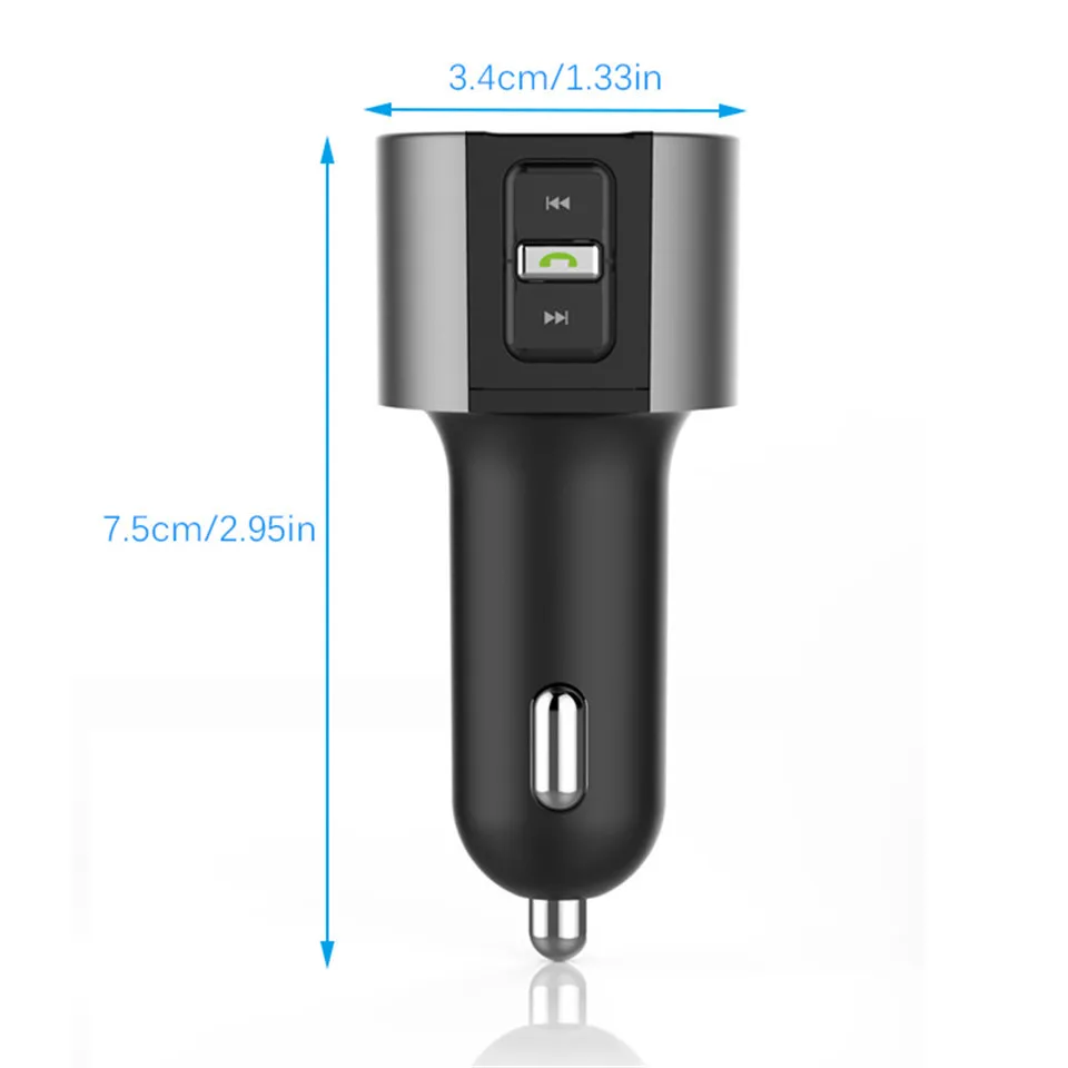 Cunymagos Wireless Bluetooth FM Transmitter Modulator Car Radio Adapter Car MP3 Player 3.4A Dual USB Car Charger Handsfree Car Kit (12)