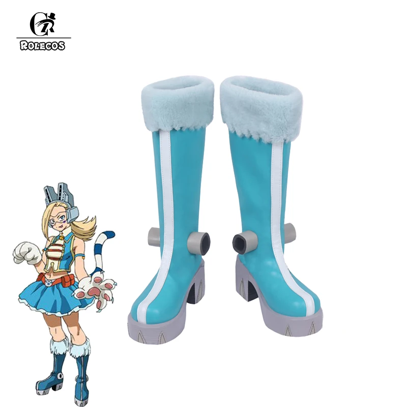 Rolecos аниме My Hero Academia обувь для костюмированной вечеринки кошечка синие высокие сапоги для женщин обувь для костюмированной вечеринки