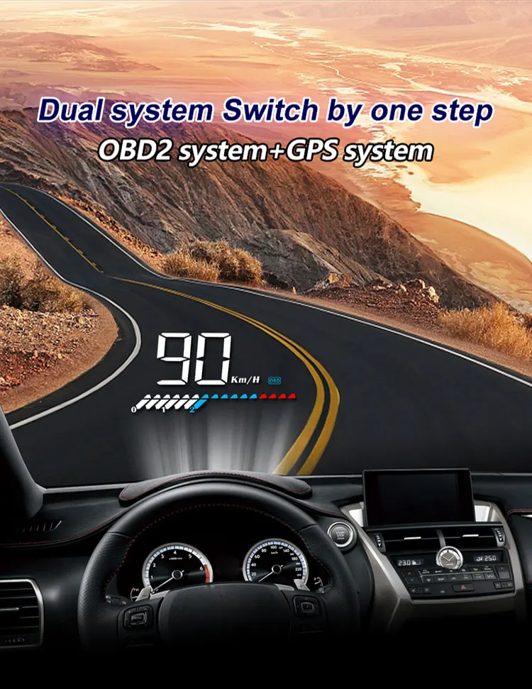 M7 OBDHUD дисплей Универсальный Автомобильный Hud OBD Plus GPS Спидометр лобовое стекло