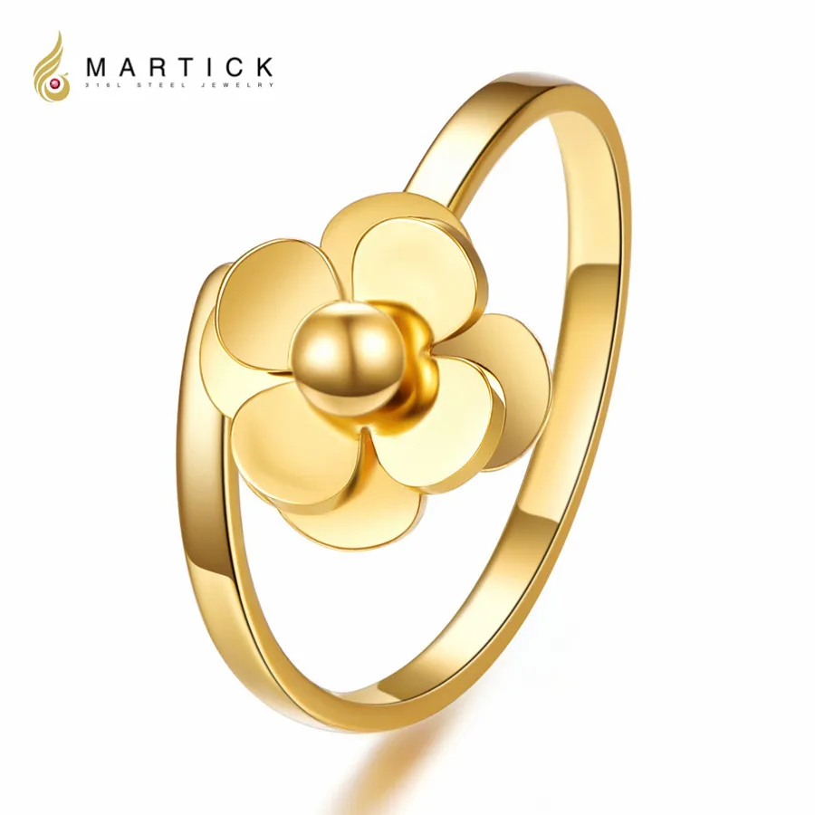 

Martick Spring Style Ring 316L Stainless Steel Satellite Flowers Shape Open Rings For Woman Fashion Finger Jewelry R54