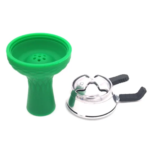 LOMINT 7 отверстий кальян силиконовая табачная чаша с металлическим угольным держателем на верхней части Hookahs Shisha аксессуары LM-018 - Цвет: Green and Silver