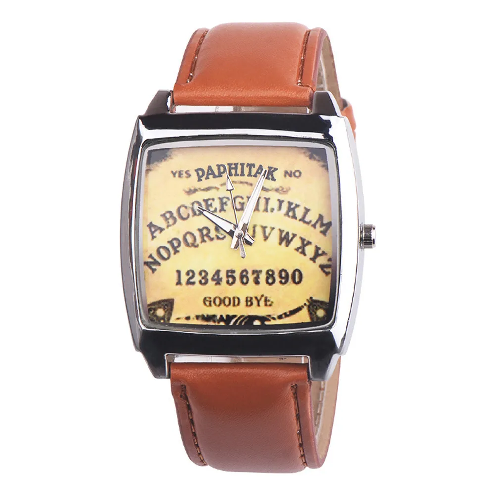 

Lover's Vintage Watches Unisex Women and Men Watch Square Retro Letter Casual Leather Analog Quartz Watches horloges mannen A60