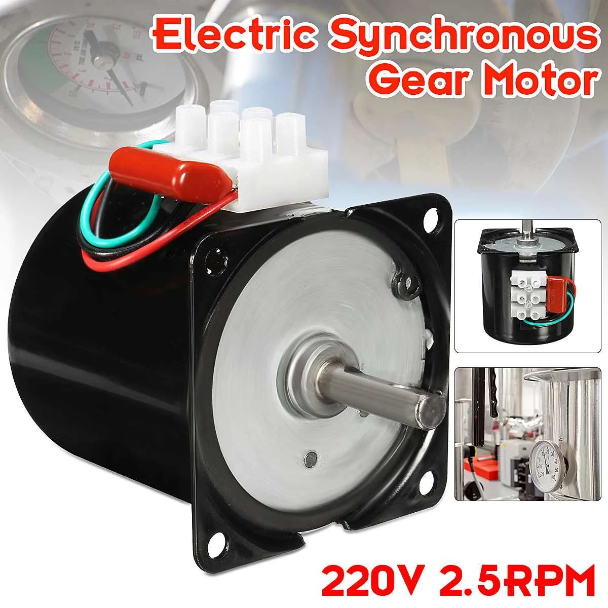 

New AC 220V 2.5RPM High Torque Gear-Box Electric Synchronous Gear Motor Replacements