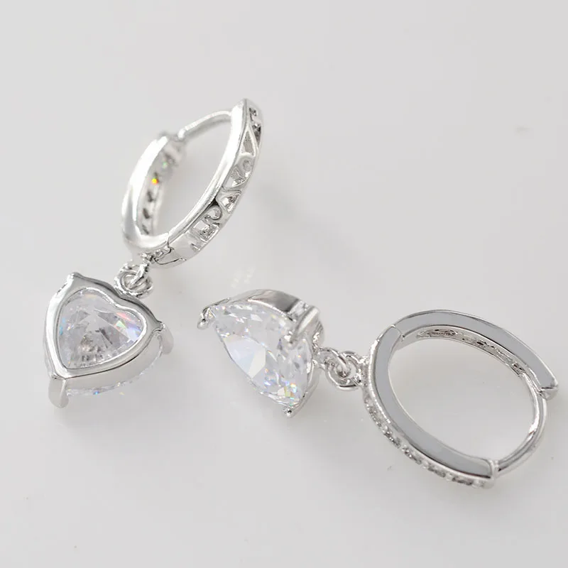 MxGxFam Сердце CZ Шарм серьги-кольца для женщин модные украшения AAA+ кубический циркон белого золота цвет
