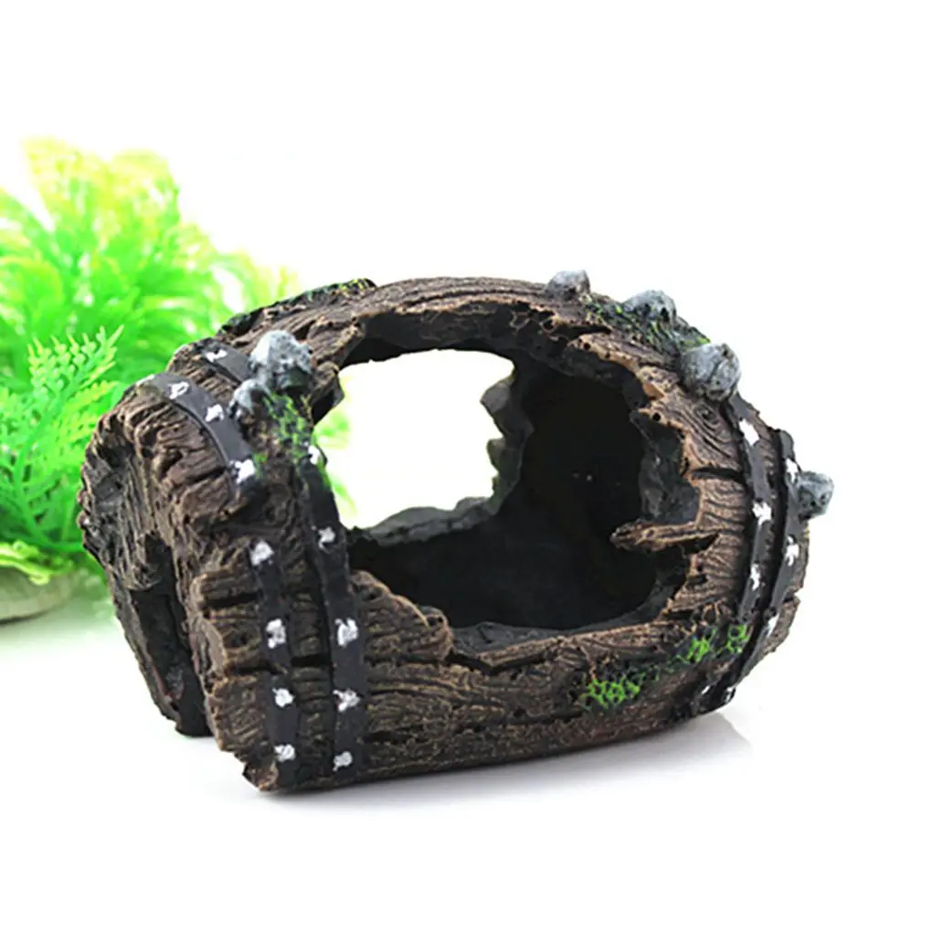 Aquarium Wine Barrel Resin Ornament Artificial Barrels Cave Fish Tank