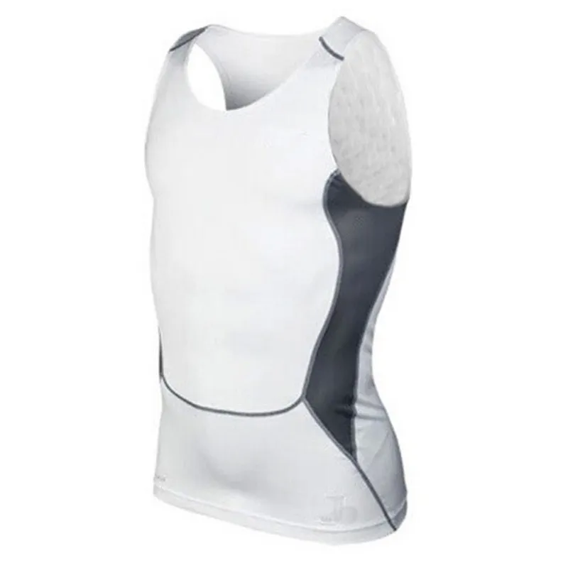 Для мужчин плотно облегающие рубашки базовой Слои мальчик упражнений в тренажерном зале Тонкий жилет топы S-XXL - Цвет: Белый