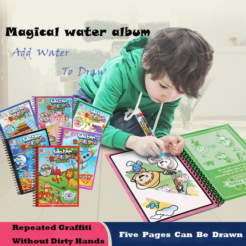 

Reusable Magic Graffiti Children's Water Picture Book Kid Early Learning Coloring Album Baby Creative Paintings Educational Toys