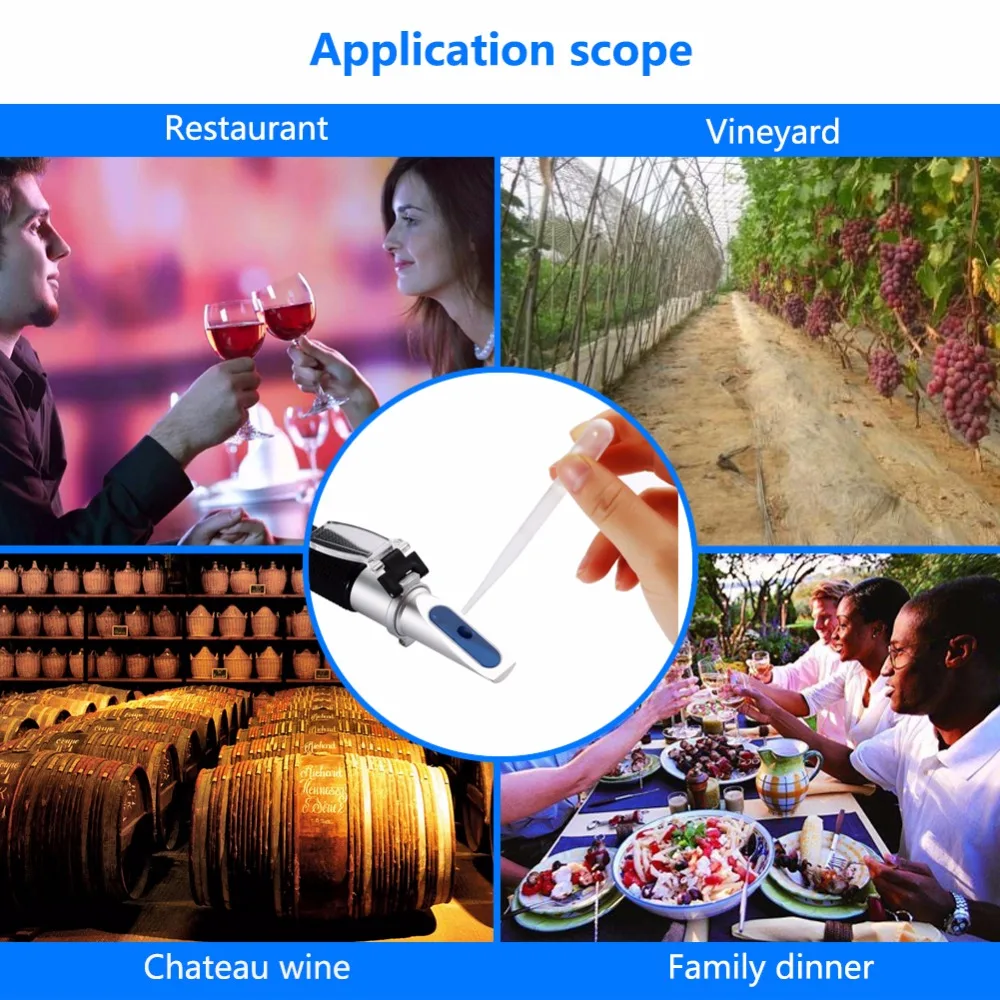 3 In 1 Handheld Alcohol Refractometer Sugar Wine Concentration Meter Densitometer 0-25% Alcohol Beer 0-40% Brix Grapes Alcohol Refractometer Hand Held Refractometer Wine Refractometer