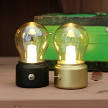 Lámpara de noche recargable por USB con ambiente de Bombilla LED Vintage, lámpara de mesa con ahorro de energía para iluminación interior