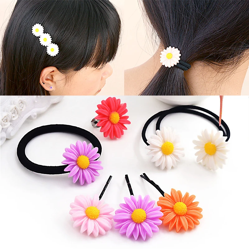 

1PC Cute Colorful Girls Children Sun Flower Hair Clip Marguerite Hair Rope Headwear