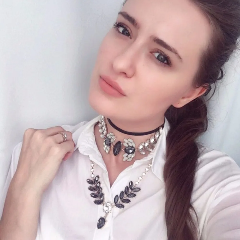 eManco women's Statement Luxury Multi Layer Necklace sets Classic Bling Crystal Pendant Necklaces for women Party Jewelry
