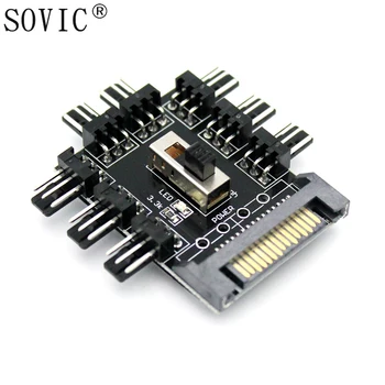 

3pin 12V Power Socket PCB Adapter 2 Level Speed Control PC Computer IDE Molex 1 to 8 Multi Way Splitter Cooler Cooling Fan Hub