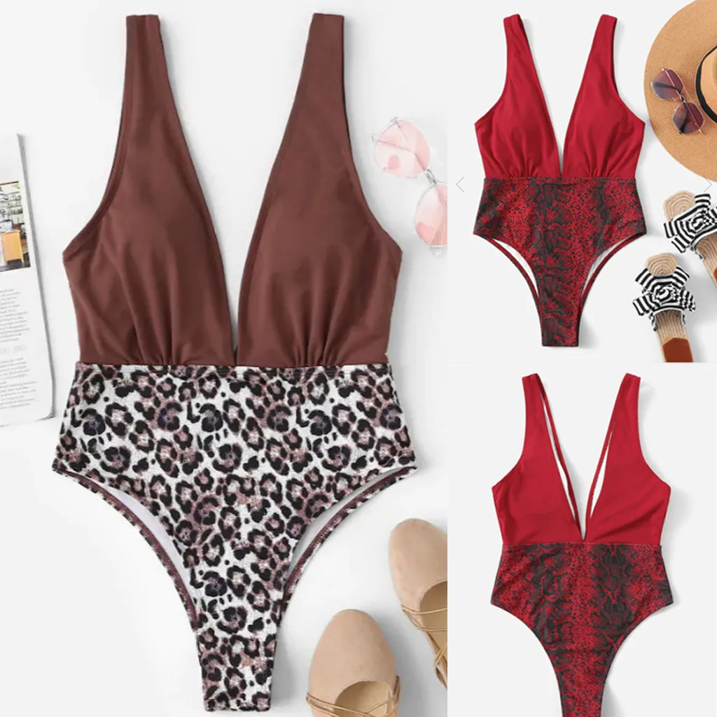

Women's One-Piece Fashion Swimsuit Retro Beach Swimwear Bikini Set Women's sexy leopard-print swimsuit 2019 Fashion new A30426