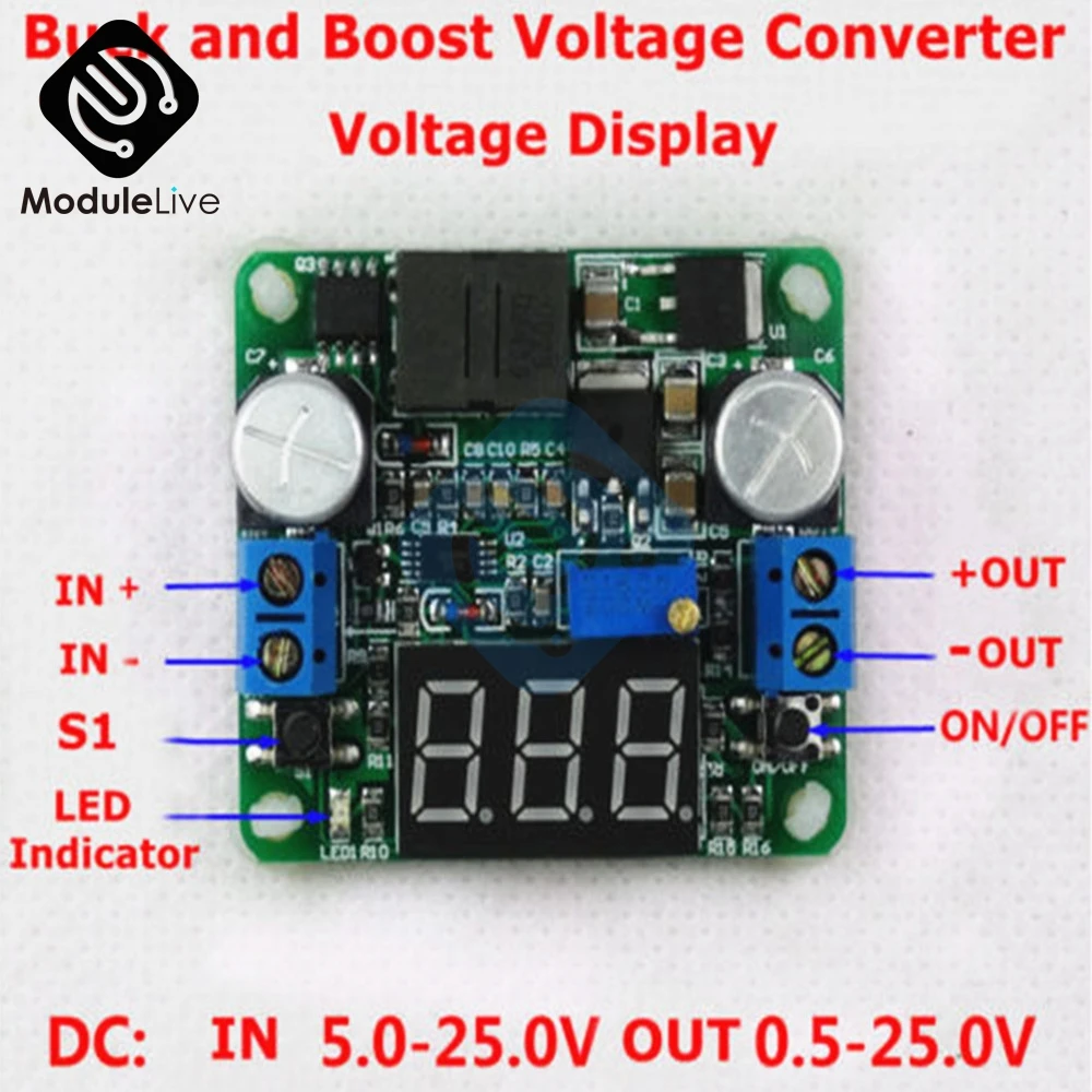 25W 2A DC 5 25V 12V до 0 v 24V дисплей напряжения Регулируемый понижающий модуль питания