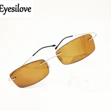 Eyesilove титановые солнцезащитные очки для близорукости для мужчин и женщин без оправы Близорукие Солнцезащитные очки готовые очки для близорукости коричневые-0,50 до-6,00