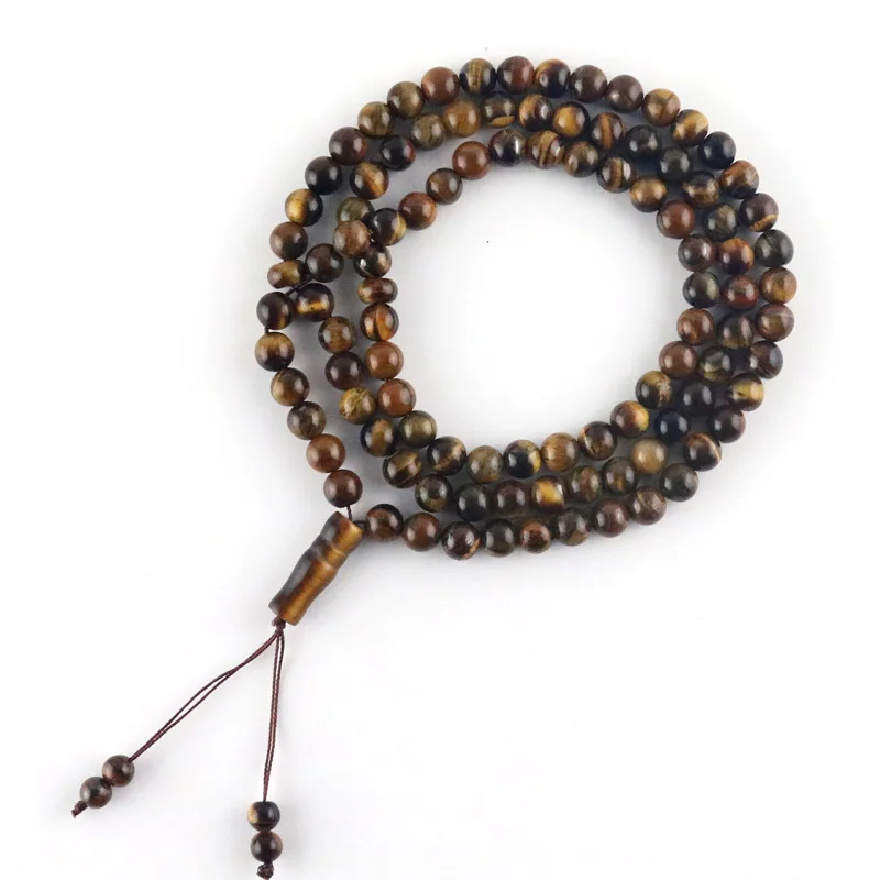 

Natural bracelet Round Shape beads Prayer beads Islamic Muslim Tasbih Allah Rosary Tiger E y e
