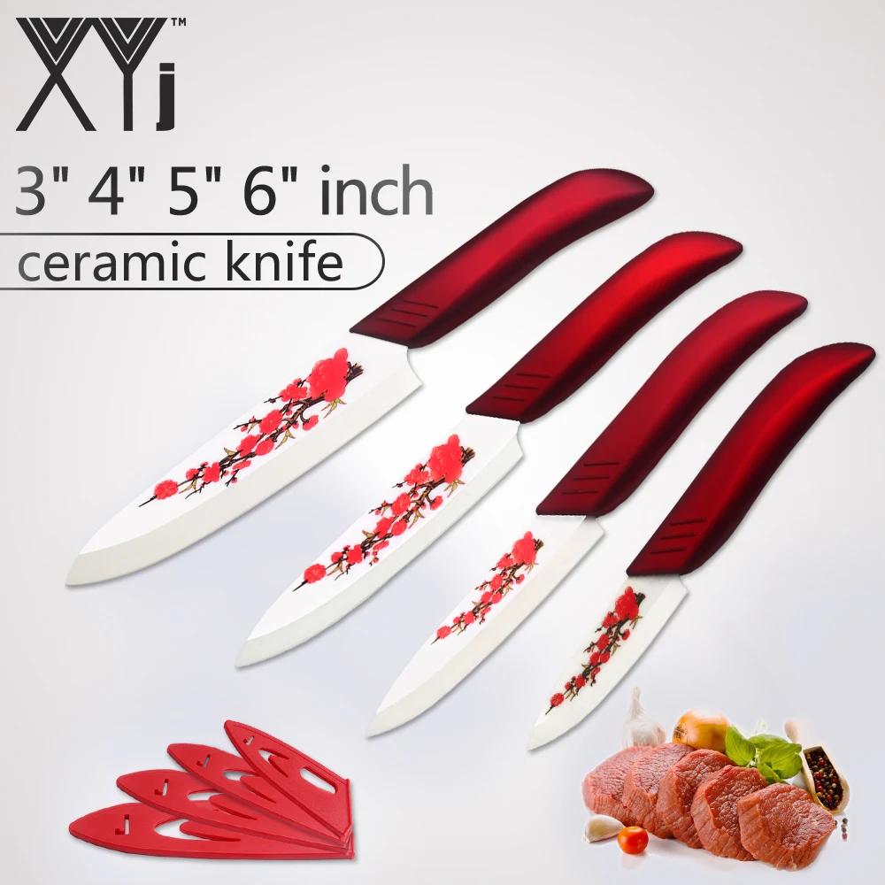 XYj Ceramic knives Set Flower Print Set 3" 4" 5" 6" Kitchen Tools
