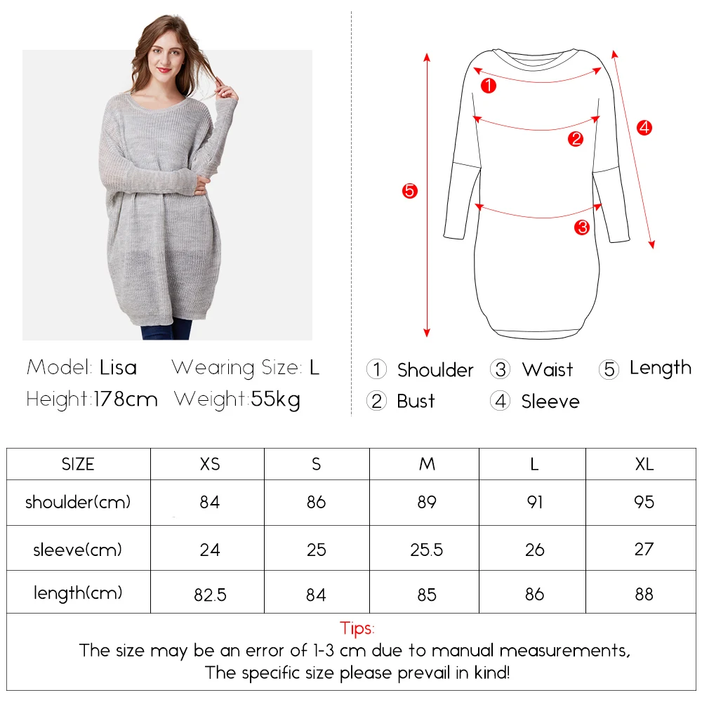 2018 Autumn Winter Women Sweater Dress Female Bat Sleeve Oversize Pullovers Knitting For Girls Loose Wool Knitwear Pull Femme