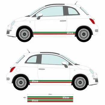 

For Fiat 500 Italian Flag Side Skirt Stickers Car Decal Graphic Stripe Car Stickers Exterior Accessories Car styling