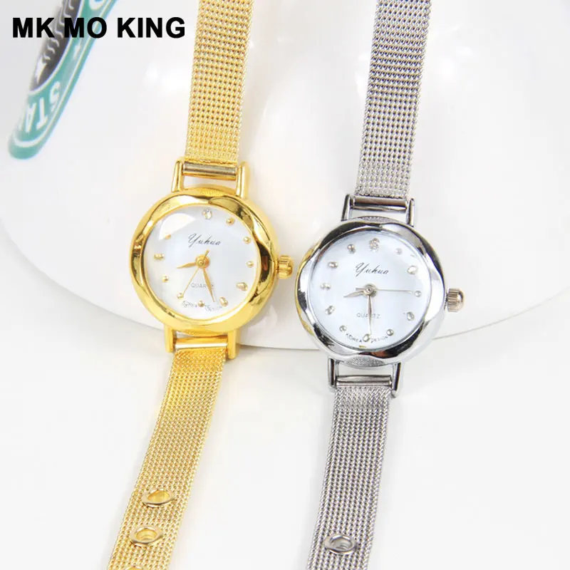 

Montre femme fashion gold silver mesh belt women's watch simple dial small bracelet ladies rhinestone clock wristwatches gift