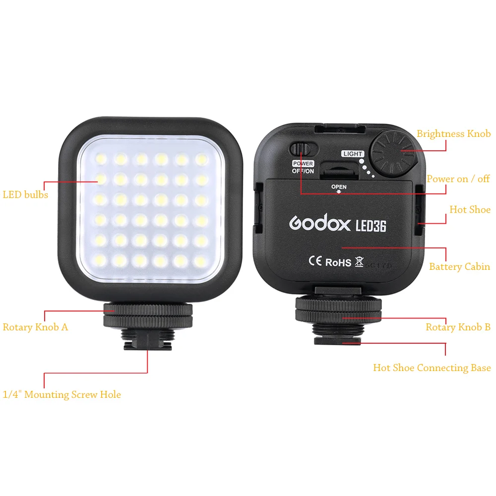 Светодиодный светильник Godox 36 5500 ~ 6500K светодиодный s лампа для фотографии ing
