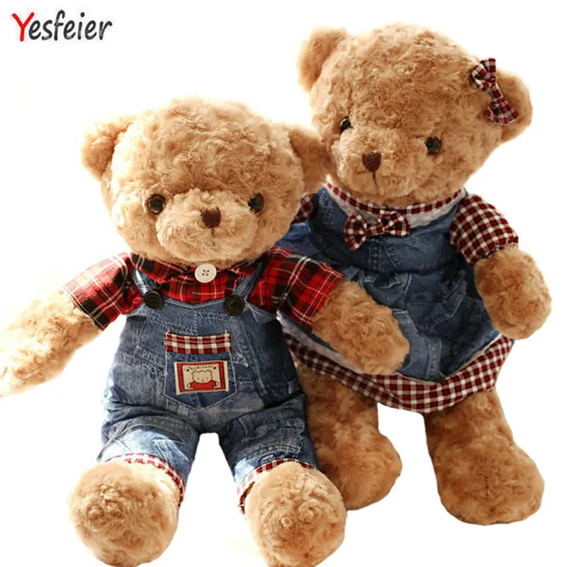 55 120cm Creative Couples teddy bear plush toy stuffed plush doll skirt big bear doll birthday